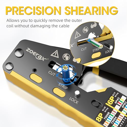 RJ45 Crimping Tool Ethernet Crimp Tool Crimper, Yellow