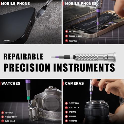 VMAN Ratchet Screwdriver Set, magnetic Screwdriver sets, S2 Steel Bits, DIY Combination Flexible Shaft, Suitable for Furniture Assembly, Precision Electrical Appliance Repair, Bicycle Tools