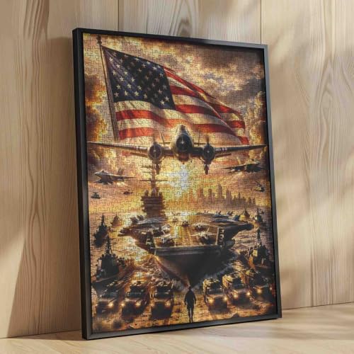 American Flag Military Aircraft Puzzle for Adults 1000 Pieces - color: Airplane-01