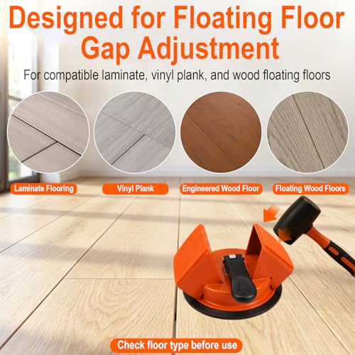 Floor Gap Fixer Tool,Floor Gap Repair Tool with 45°Dual Sided Striking Surface,Enhanced Suction Cup,Gap Cleaning Tool&Reusable Sticky Pads for Laminate,Vinyl,LVP,Hardwood Floating Floors