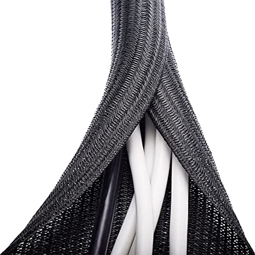 ZhiYo Cable Sleeve, 6.6ft - 1/2 inch, Black - color: Black, size: 6.6ft, 1/2''
