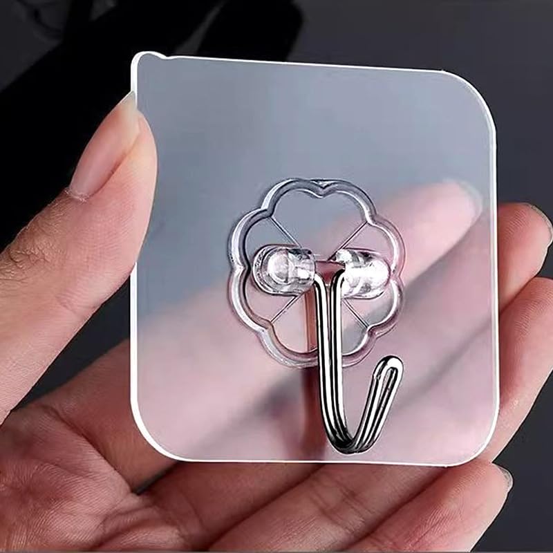 Adhesive Wall Hook, Set Heavy-Duty Thickened self-Adhesive Hook，16Pcs，33lb max Loading，Transparent, Waterproof, Bathroom, Outdoor, Kitchen, Doors, Practical Tools. - size: 2.3″*2.3″ 33lb max