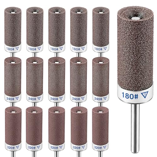 15Pcs Sanding Drums for Dremel Rotary Tool with 1/8" Shank, Sanding Sticks for Plastic Wood Metal Grinding Polishing, 180/240/320 Grits - color: 15Pcs-Mixed Grits