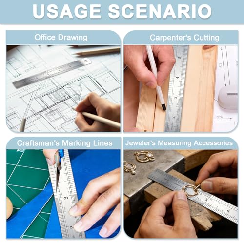 6 Pack Heavy Duty 6 INCH (15 CM) Steel Ruler Set