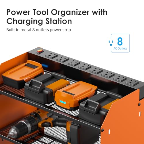 CCCEI Wall Mount Modular Tool Charging Organizer, Orange, 1 Pack, 3 Tier. - color: Orange