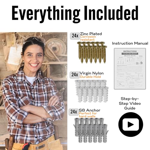EVALD Heavy Duty Floating Shelf Brackets 8 Inch, Hidden Shelf Brackets with Screws & Anchors, Heavy Duty Shelf Brackets, 8 Inch Shelf Brackets (6 Pack) - size: 8 Inch, style: 6 Pack Heavy-duty