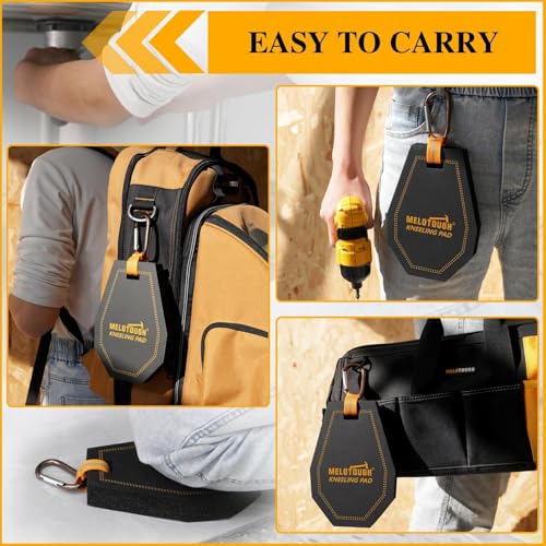 MELOTOUGH Mini Kneeling Pad with Carabiner Clip, Portable 1 Inch Thick NBR Foam Kneeling Pads for Work Construction, Mechanics, Plumbers, Electricians (Orange/Black) - style: Kneeling Pad with Carabiner Clip