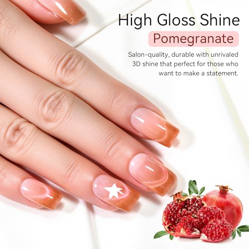 Makartt Cat Eye Gel Nail Polish - 10ml Romantic Holographic Fruit Gel Nail Polish with Magnet Stick, Glitter, UV/LED Curing Salon Home DIY Manicure - Pomegranate - color: Pomegranate