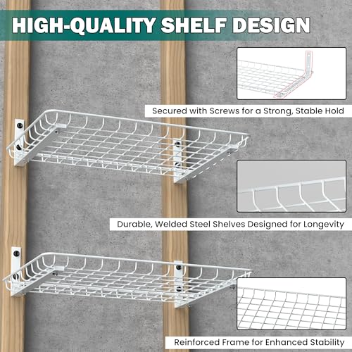 EVERHANGER Garage Wall Shelves 12x18 Inch, Wall Mounted Storage Shelf - color: White, size: 18X 12inch