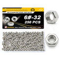 6-32 UNC Hex Nuts 250Pcs 304 Stainless Steel A2-70 Rustproof - size: SAE 6-32;250pcs