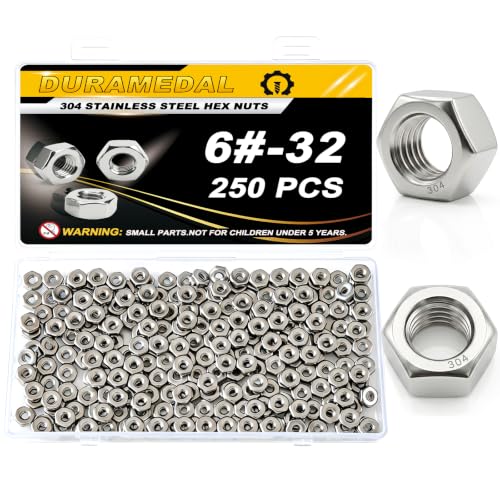6-32 UNC Hex Nuts 250Pcs 304 Stainless Steel A2-70 Rustproof - size: SAE 6-32;250pcs