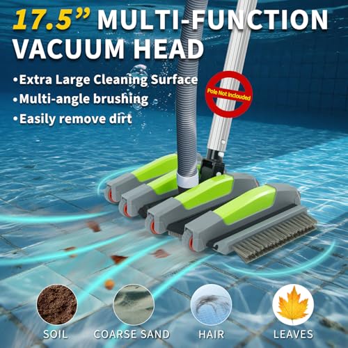 Heavy Duty Pool Vacuum Head, 17.5 in, 3.2 lb Weighted, Gray