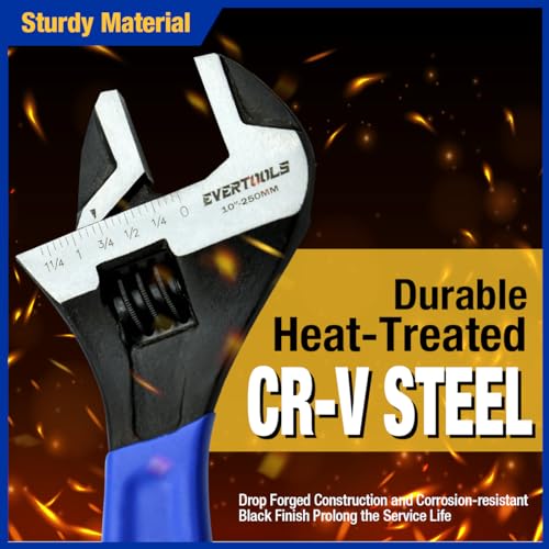 3-Piece Adjustable Wrench Set (6/8/10 Inch) - Heavy Duty Chrome Vanadium Steel, Non-Slip Ergonomic Grip, Black Oxide Finish - Ideal for Cars, Bikes, Plumbing & DIY