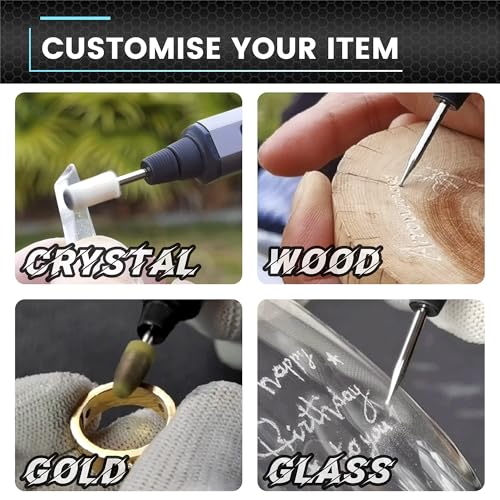 AM ARROWMAX Mini Engraving Pen, Rotary Tool with 42 Bits, Aluminum Case, Smart Motion Control, OLED, APP, Magnetic Charger, Tool Bag, Engraving Pen for Jewelry, Wood, Glass, Carving (SGS PRO Plus) - color: Grey, size: SGS PRO PLUS
