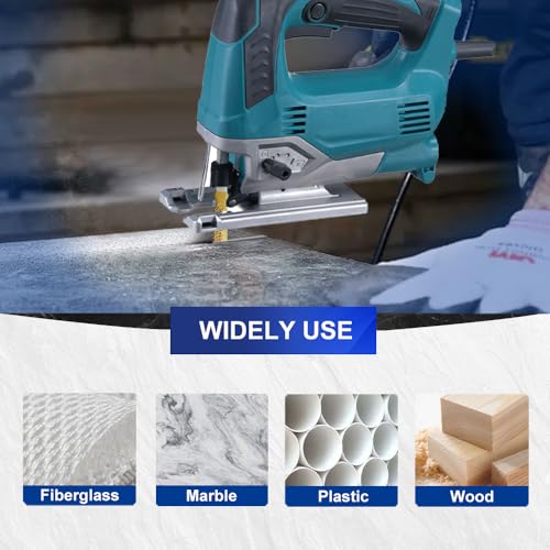 SHDIATOOL Diamond Jigsaw Blades 4 Inch T-Shank, 46 Grit Multi Material Blade for Fiberglass, Plastic, Fiber Cement, Drywall, Soft Tile & Marble, Vacuum Brazed for Straight & Curved Cuts, 10 Pack - style: 10-Piece Pack,4 In.