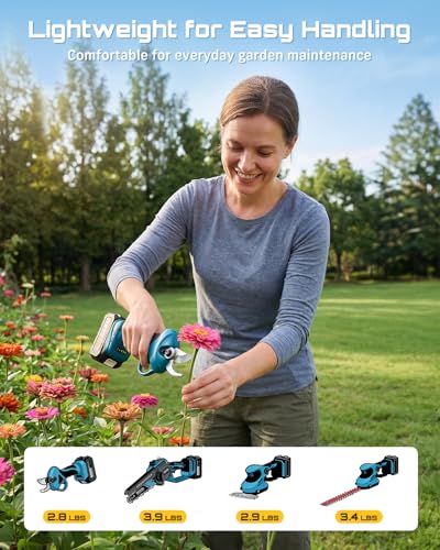 SEESII 4-in-1 Electric Mini Chainsaw, Battery Hedge Trimmer & Pruner Combo - color: Royal Blue
