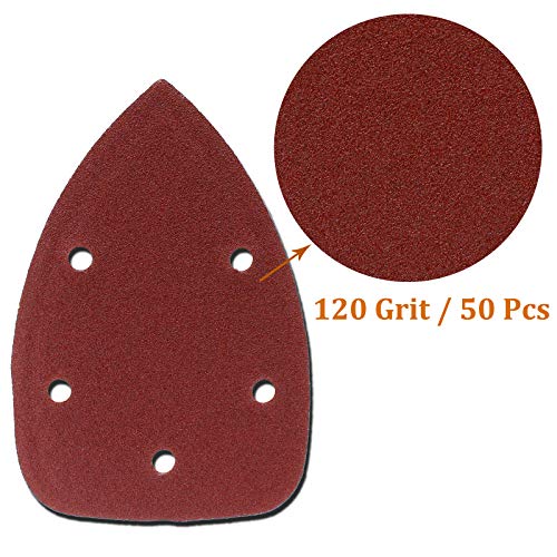 50 Pcs Mouse Detail Sander Sandpaper, 120 Grit, 5 Hole - size: 120 Grit - 50 Pcs