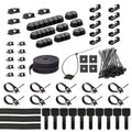 ZIIYAN 163 PCS Cable Management Kit, 3 Wire Organizer Sleeve, 8 Self Adhesive Cable Holder, 25 Cord Clips, 20+2 Roll Reusable Cable Straps and 100 Fastening Cable Ties for Computer TV Under Desk