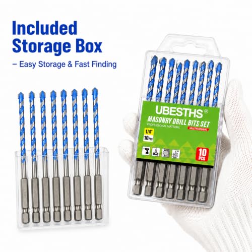 Masonry Drill Bits Set 7 Pcs (5/32"-3/8"), Concrete Drill Bit - size: 5/32"-3/8", 7 Pcs
