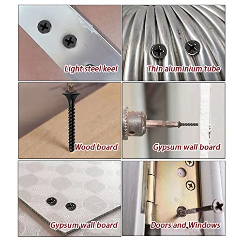440 pcs M3 M4 M5 Wood Screws Assortment Kit,High Hardness Carbon Steel Self-Tapping Screws,Pan Round Head & Flat Head,Phillips Drive Countersunk Head Screws Set Kit,Black Oxide,Full Thread - size: M3/M4/M5, style: Flat & Round (Carbon Steel)