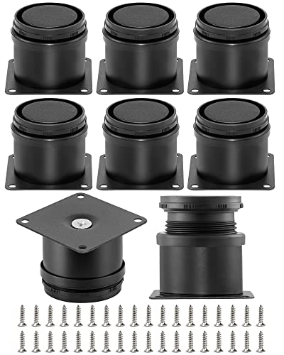 HDAJY 8pcs Stainless Steel Adjustable Furniture Legs 2" Black Cabinet Feet