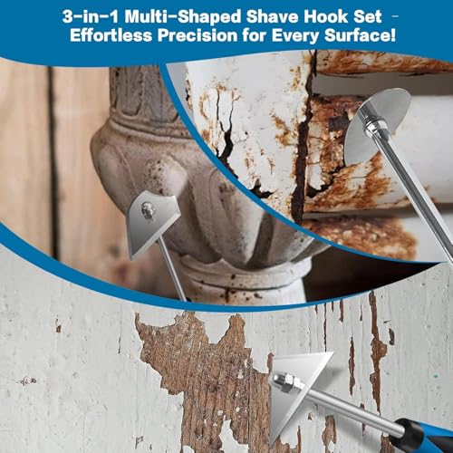 DEKEones 8-Inch Paint Shave Hook Scraper, Stainless Steel Paint Shaver with Replacement Blades (Triangle + Combination + Heart), Painting Scrapers & Paint Remover Tool for Home Improvement