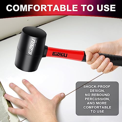 8oz Rubber Mallet Hammer, Fiberglass Handle, Rubber Mallet for Flooring, Tent Stakes, Woodworking, Camping, Soft Blow Tasks without Damage - style: 8oz Rubber Mallet