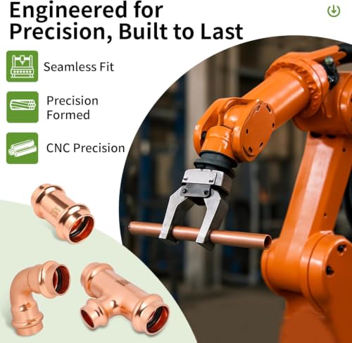 (WDAISY 5 Pack) Industrial-Grade 3/4" × 3/4" × 1/2" Copper Press Fit Tee – Press Fitting, Heavy-Duty Copper Tee, LBP Design, Press Fitting for Copper Tube, Plumbing Connector, Pipe Repair - size: 3/4" × 1/2" × 3/4" Copper Press Reducing Tee – 5P