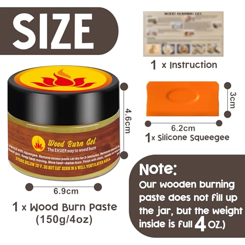 1DFAUL Wooden Burning Paste, 4 OZ Wood Burn Gel with Silicone Squeegee | Create Beautiful Art in Minutes, Personalize Your Craft, for Crafting, Drawing & DIY Arts