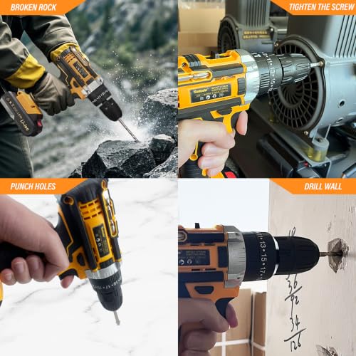 125-Piece Home Tool Set with Drill,21V Cordless Power Drill Tool Box with 2 Battery,Electric Drill Driver Tools Kit for Home Repair and DIY Projects - size: 125 Pcs