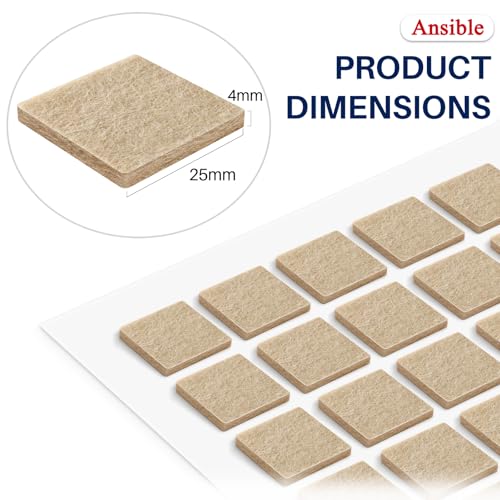 Ansible 60 PCS Felt Furniture Pads 1" for Hardwood Floors - size: 60 PCS 1" Beige, Square