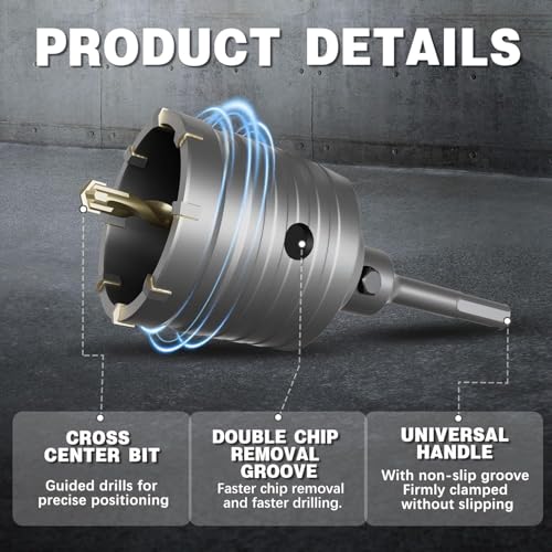 4" Concrete Hole Saw,100mm Masonry Hole Saw, with 220mm SDS Plus Shank Connecting Rod for Concrete Brick Cement Stone Wall Drilling Home Improvement - size: （4" 100mm)