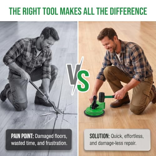 Floor Gap Fixer Tool Heavy Duty Suction Cup for Laminate Vinyl LVP Wood Flooring Gap Repair Kit, with Rubber Mallet & 10 Sticky Pads