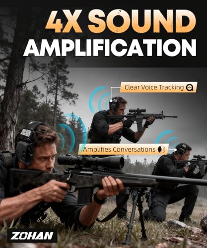 ZOHAN EM054 Shooting Ear Protection w/Gel Ear Pads, Impact Hearing Protection for Shooters, 4X Sound Amplification, NRR 23dB Noise Reduction Headphones for Hunting(Gel-Black) - color: Gel Ear Pads-black