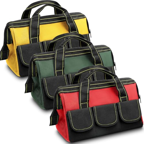 Sanwuta 3 Pack 13 Inch Tool Bags, Classic, Red, Army Green, Yellow - color: Red, Army Green, Yellow, size: 13 Inch, style: Classic