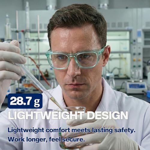 MORK&SUKY Safety Glasses, Stylish Goggles With No Fog Lense, Alternatives To Regular Protective Eyewear For Lab and Nursing. - color: Green