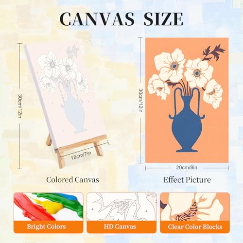 4 Pack Paint by Numbers Kit for Adults with Frame, Flowers & Floral Vase - color: OP4FUS2510-03