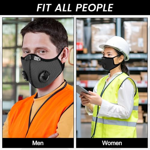 Threlaco 6 Pcs Dust Mask Reusable Respirator Mask - color: Black, Light Gray, Dark Gray