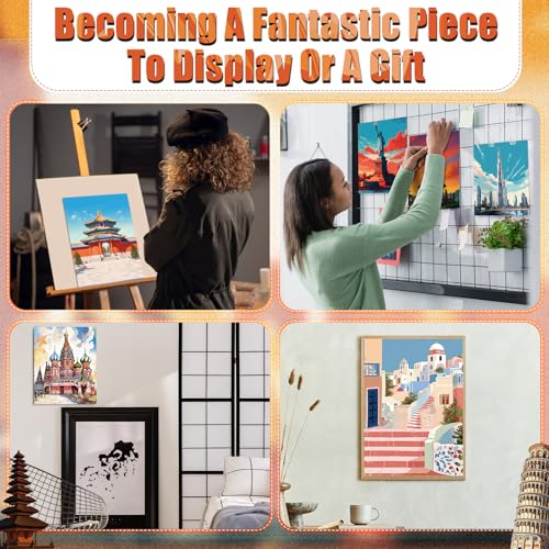 Sherr 140 Pcs 20 Set Pre Drawn Canvas Painting Kit, Landmarks - style: Landmarks