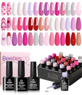 Beetles Pink Gel Polish Set, Hot Pink Alluring Sweetie Collection | 20 Colors Nude Purple Sliver Sparkly Red Uv Gel Manicure Kit, Base Glossy and Glitter Top Coat Gifts for Women - color: 0-0 Alluring Sweetie