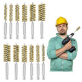 12Pcs Stainless Steel Bore Brush Set,Setwire Brush for Drill, with 8mm-19mmAbrasive Wire Brush , Rust Remover and Pipe Cleaner for Metal Surfaces with 1/4" Hex Shank - style: Brass