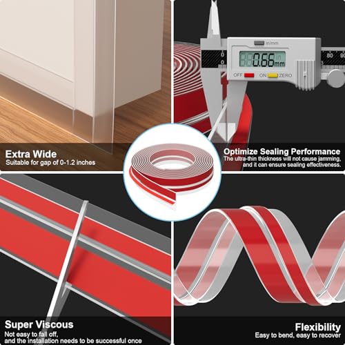 T-Shaped Door Seal Weather Stripping- 20 Ft x 2in Clear - size: 2" W x 20'L x 0.2"T