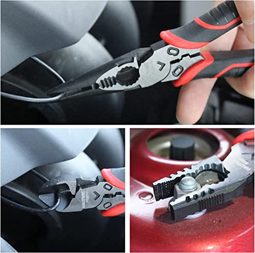 HAUTMEC 3PCS High Leverage Multi Plier Tool Set Include 8" Needle Nose Pliers Set, 8" Linesman Pliers, 6" Diagonal Cutting Plier, HT0270 - color: 3 Pcs Plier Set