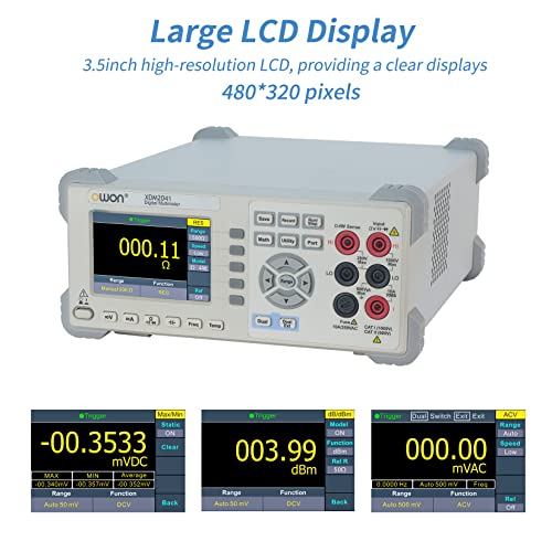 OWON XDM2041 Digital Multimeter with 3.7 inch (480x320) high Resolution LCD, 55000 Counts True RMS AC Voltage/Current Measurement,Support SCPI and Dual line Display Up to 65 Readings per Second - style: XDM2041