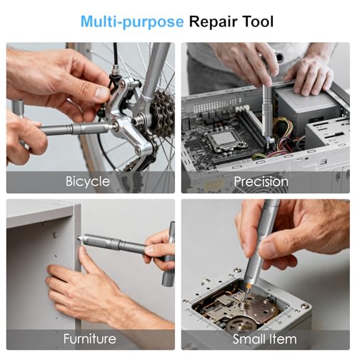 42 in 1 Magnetic Screwdriver Set, Portable Multi Bit Compact Ratchet Precision Screwdriver Set Mini Repair Tool Kit for Diy, Laptop Computer, Bicycles, Furniture, Eyeglass and More (Grey) - color: Grey