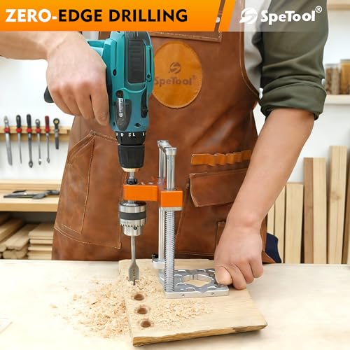 SpeTool Portable Drill Guide with Liner Ball Bearings, 0.004" High Precision Drill Guide for Straight Holes, All-Aluminum Base, Spring-Assisted Portable Drill Press for Woodworking & DIY, S04003