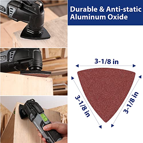 WORKPRO Triangle Sanding Pads, 3-1/8 Inch Hook and Loop, 150 Pack - style: Triangle Sanding Pads