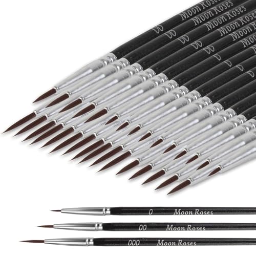 Moon Roses 30 Pcs Miniature Detail Paint Brush Set