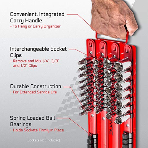 Carbyne 80-Piece Socket Organizer Tray, Heavy Duty Socket Rail