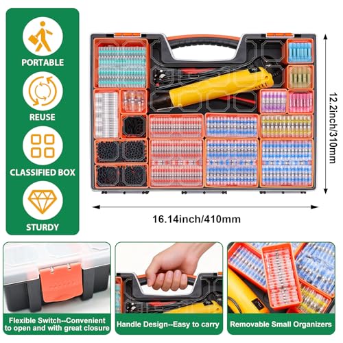 2066PCS Ultimate All-in-One Heat Shrink Solder Seal Wire Connectors Kit: Waterproof Solder Stick Butt Connectors, Heat Gun & Wire Stripper for Automotive, Marine & Electrical Projects Automotive - size: 2066PCS